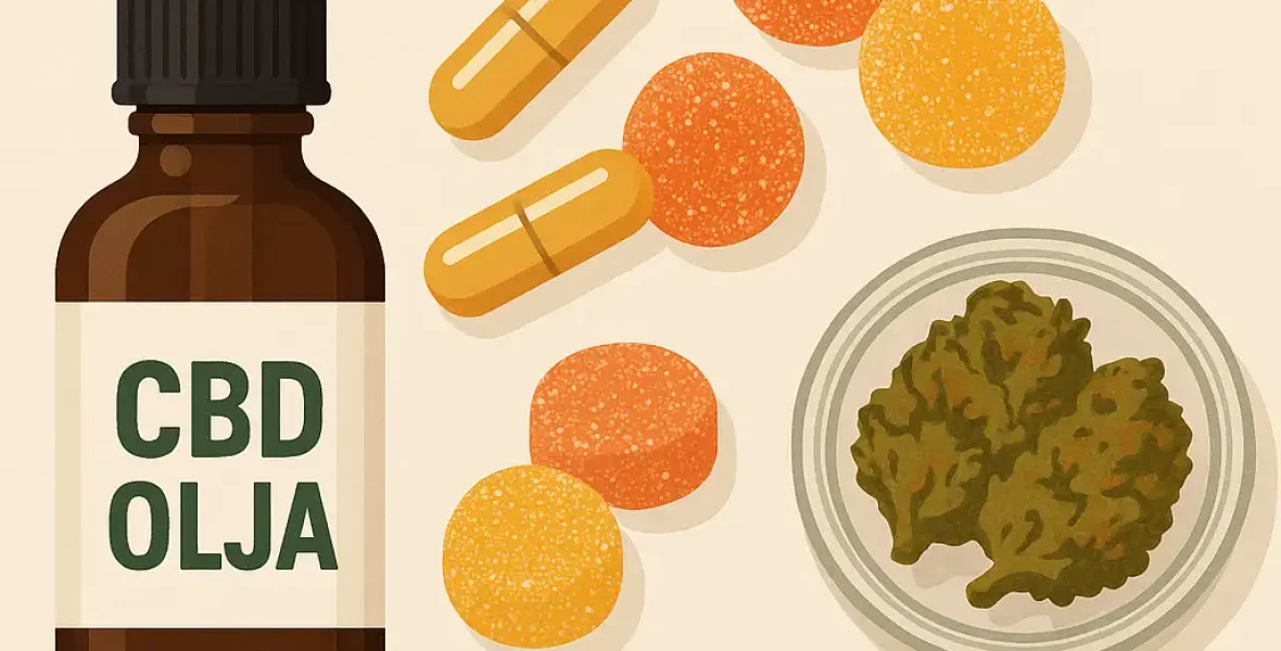 CBD olja, CBD gummies, CBD kapslar, CBD buds