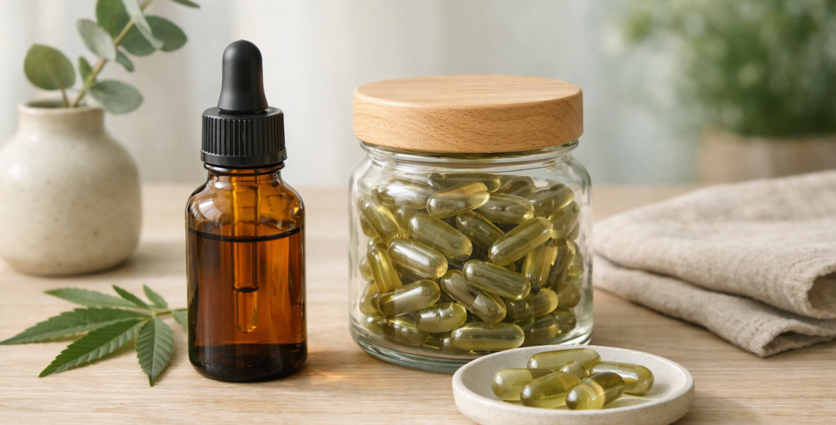 Cbd olja eller cbd kapslar – vad passar bäst i vardagen? - blog image about CBD olja eller CBD kapslar