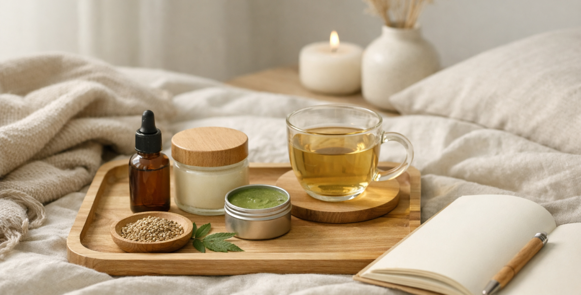 Inspiration för en medveten wellness-rutin med… - bloggbild om wellness rutin med hampaprodukter